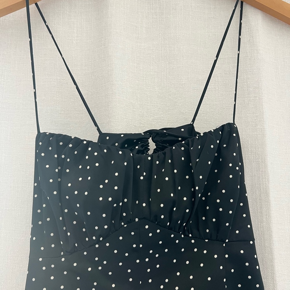 Zara silk polka dot dress with side slit